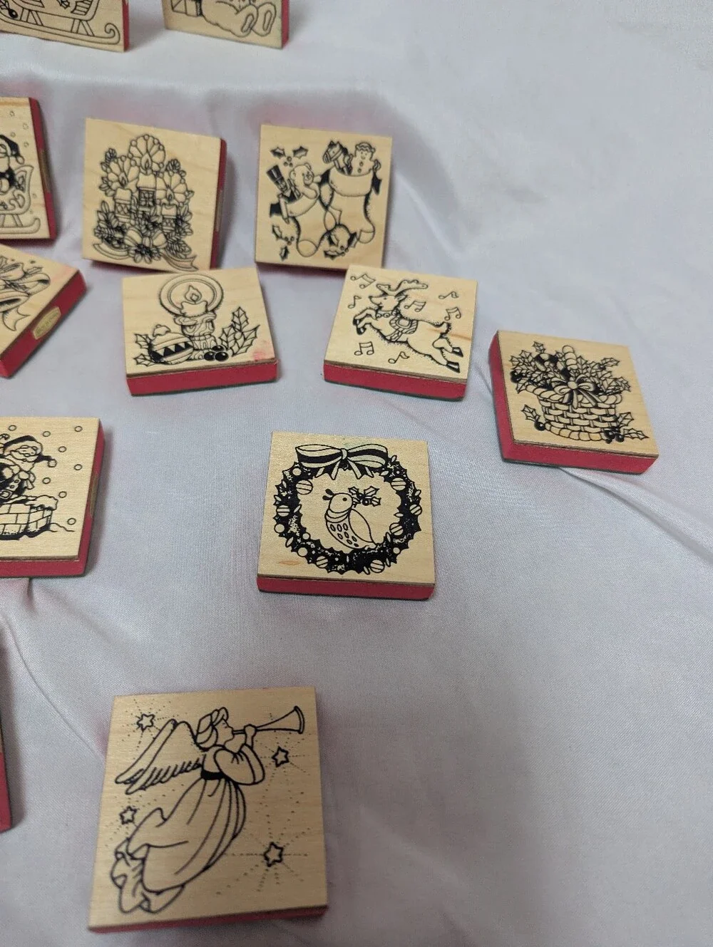 15 Vintage Christmas Holiday Rubber Stamps Crafts Card Making Santa, Bears, Gift
